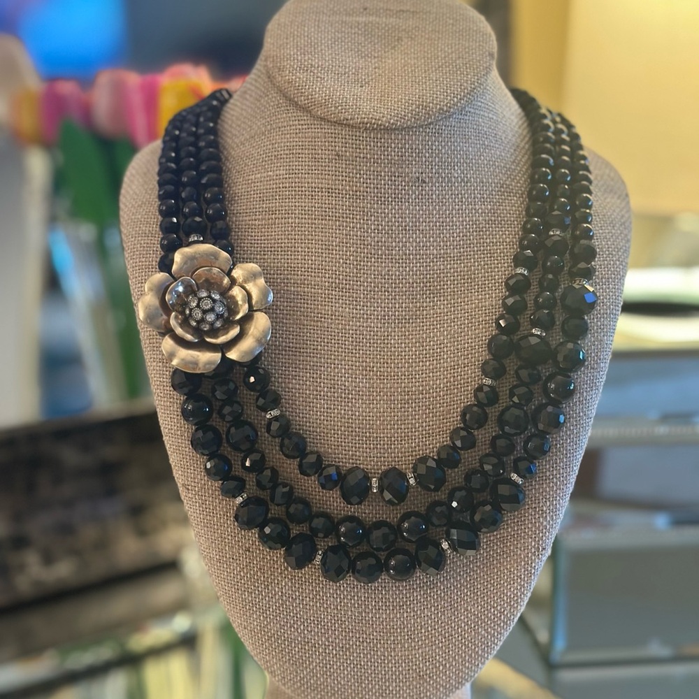 Chloe + Isabel Black Necklace with Gold Flower
